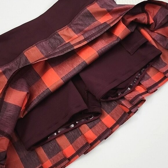 NWT Lululemon Run Pace Setter Skort Yama Check Heathered Tomato Bordeaux 2 Reg - Picture 9 of 16